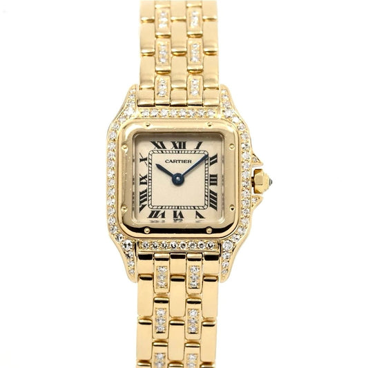 CARTIER PANTHERE Quartz 23mm 18K Yellow Gold ~1.5TCW Diamond Watch