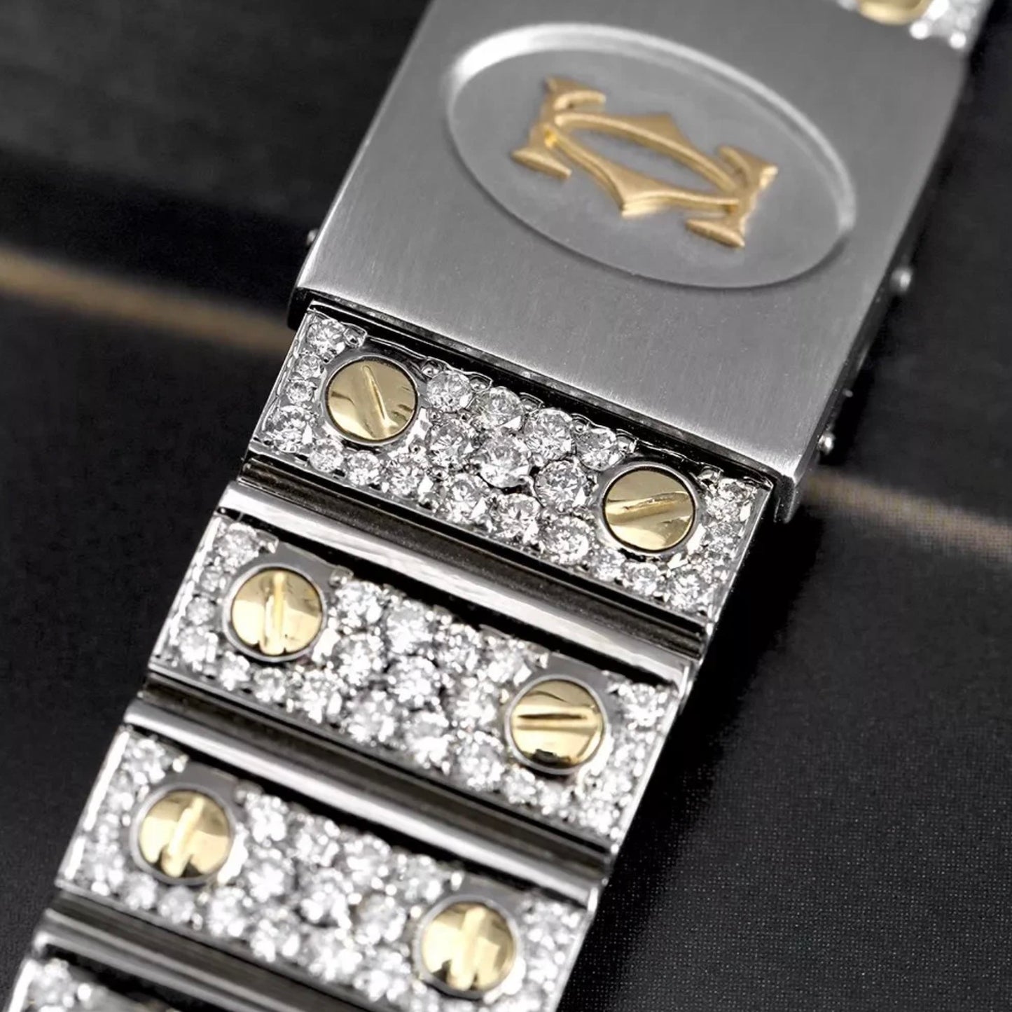 CARTIER SANTOS OCTAGON Date Automatic 31mm 2 Tone Full DIAMOND Watch