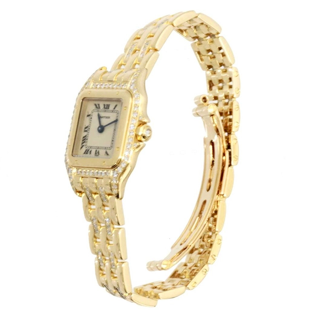 CARTIER PANTHERE Quartz 23mm 18K Yellow Gold ~1.5TCW Diamond Watch