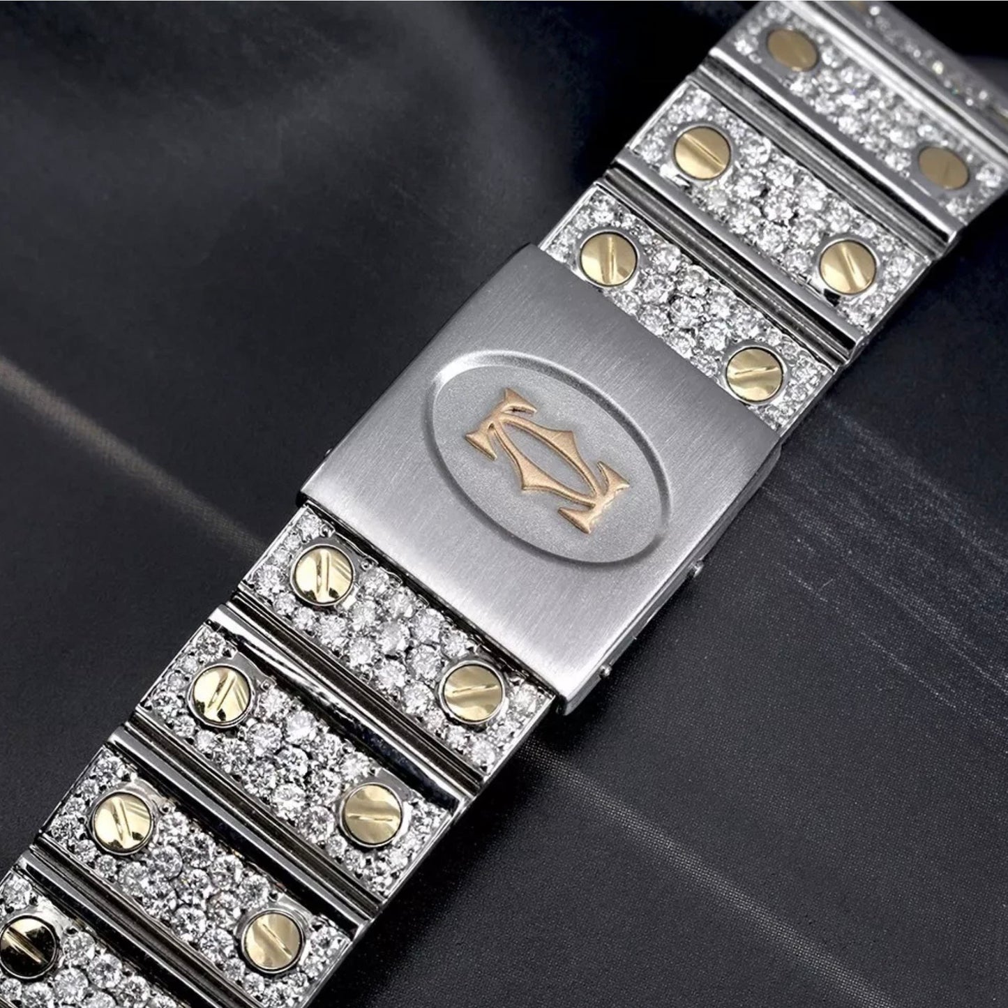 CARTIER SANTOS OCTAGON Date Automatic 31mm 2 Tone Full DIAMOND Watch