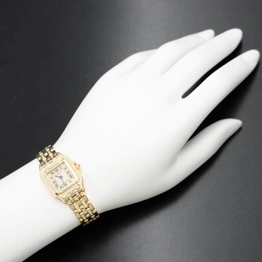 CARTIER PANTHERE Quartz 23mm 18K Yellow Gold ~1.5TCW Diamond Watch