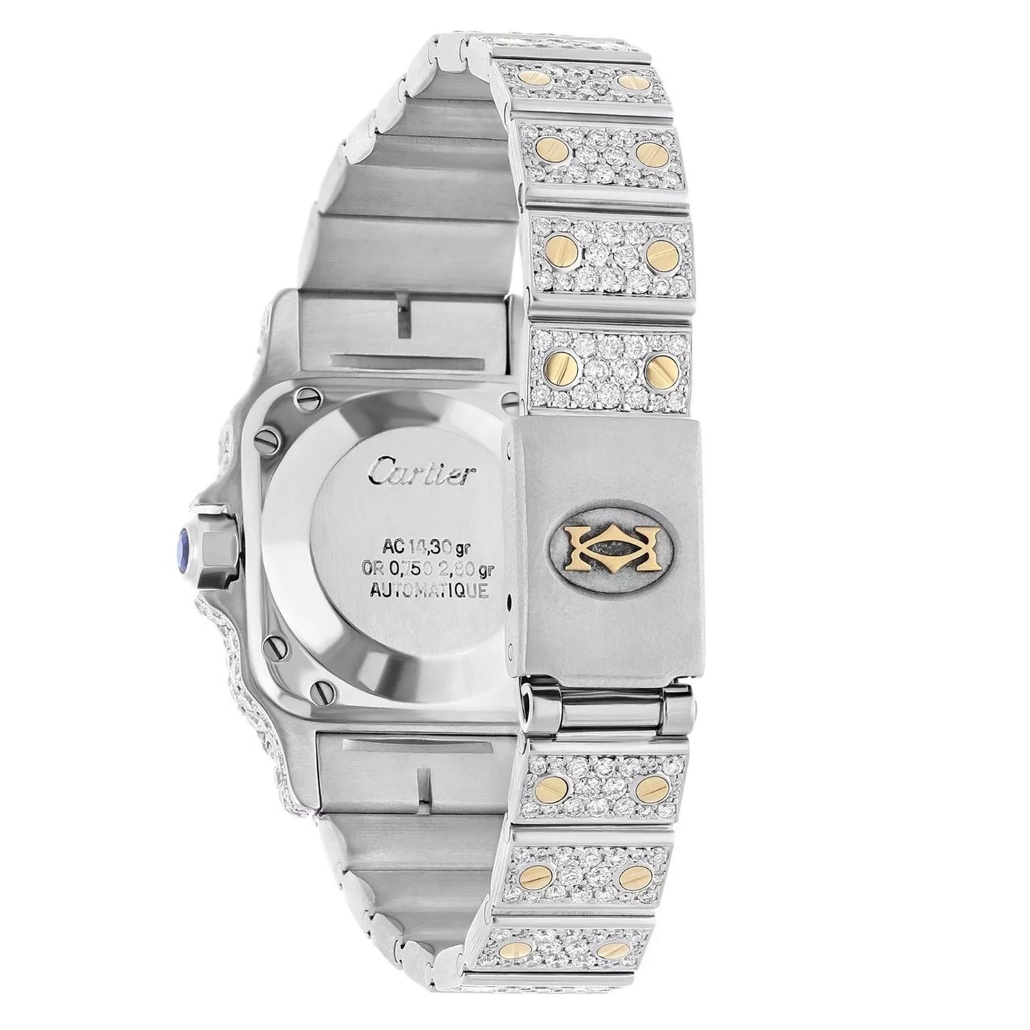 CARTIER SANTOS GALBEE 24mm Automatic 2 Tone Full Diamond Watch