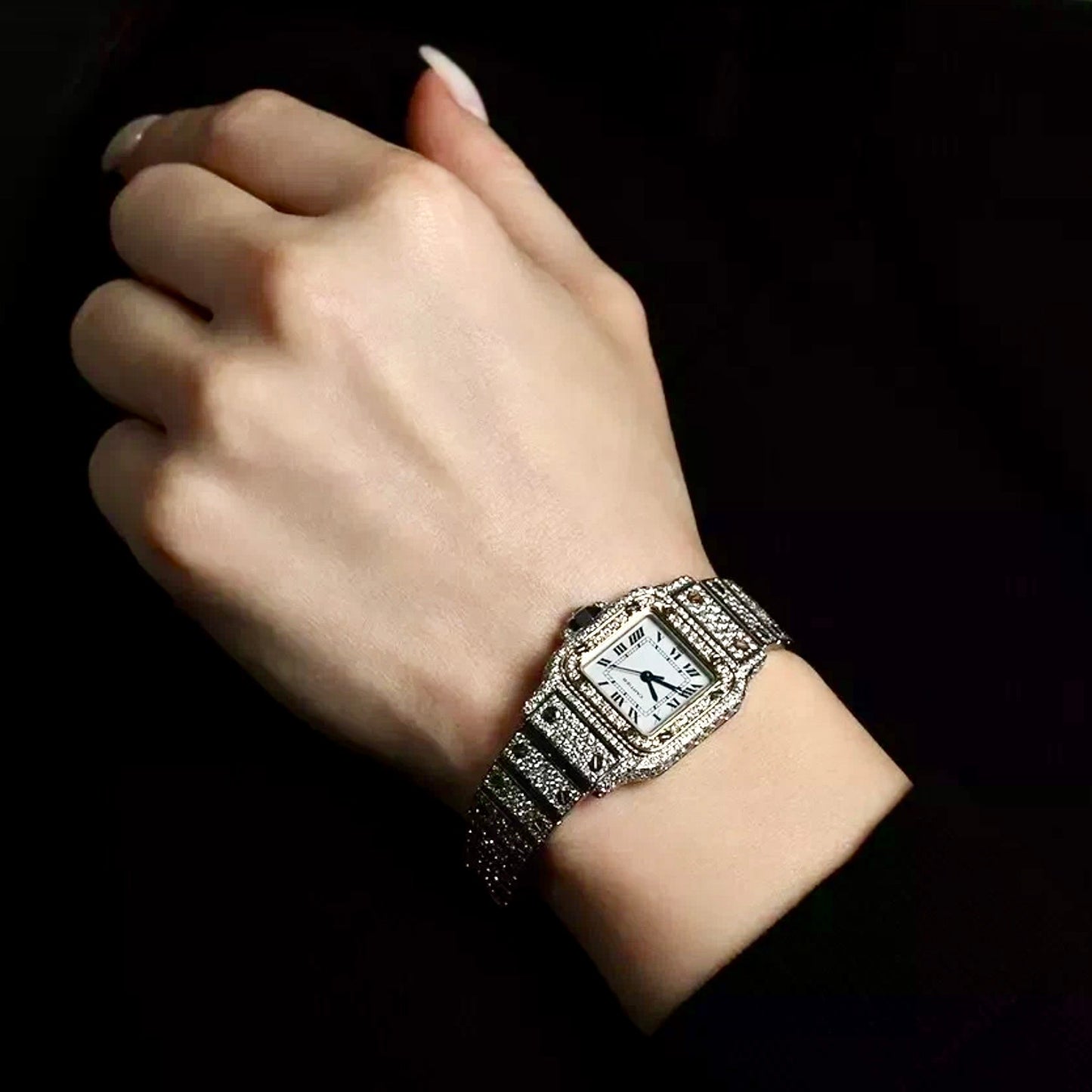 CARTIER SANTOS GALBEE 24mm Automatic 2 Tone Full Diamond Watch
