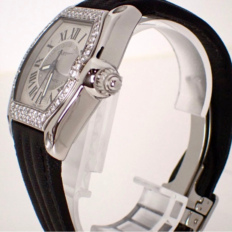 CARTIER ROADSTER 2510 Automatic 38mm Steel ~1TCW DIAMOND Watch