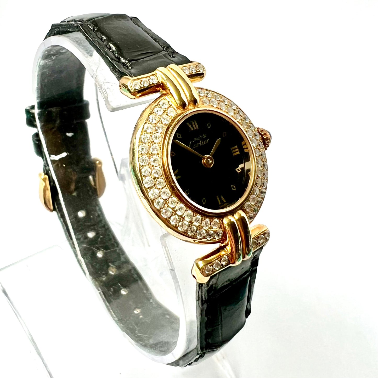 CARTIER VERMEIL COLISÈE Quartz 24mm GP Silver 1.16TCW DIAMOND Watch