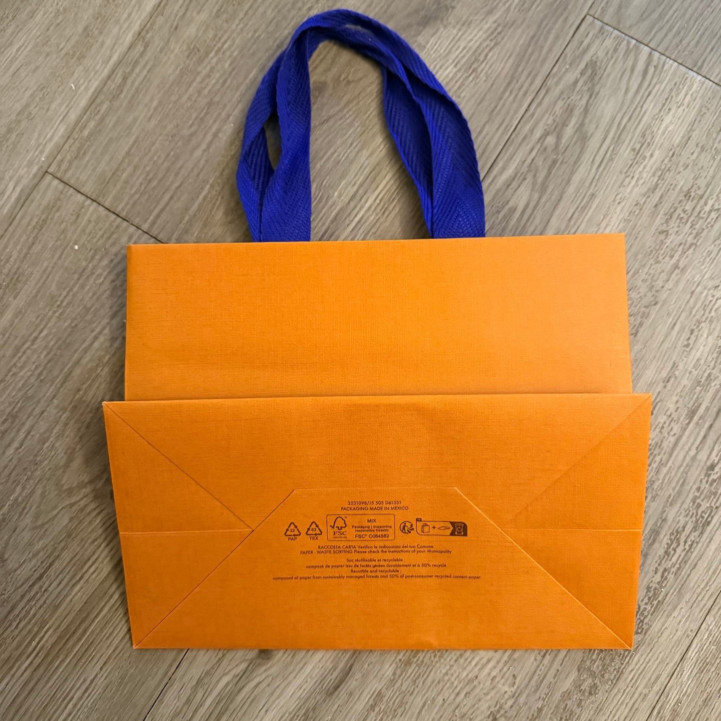 LOUIS VUITTON Orange Shopping Bag 8.60x7x4.5 inches