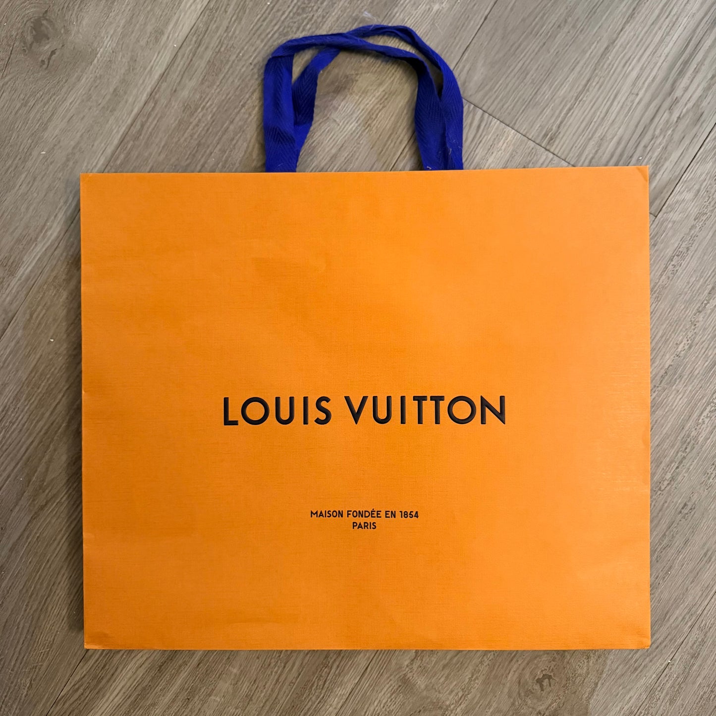 LOUIS VUITTON Orange Shopping Bag 15.75x13.25x6.25 inches + Receipt Holder