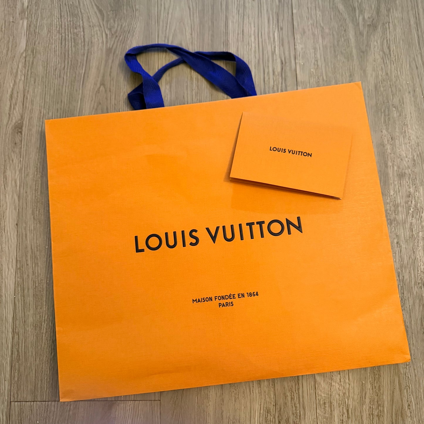 LOUIS VUITTON Orange Shopping Bag 15.75x13.25x6.25 inches + Receipt Holder