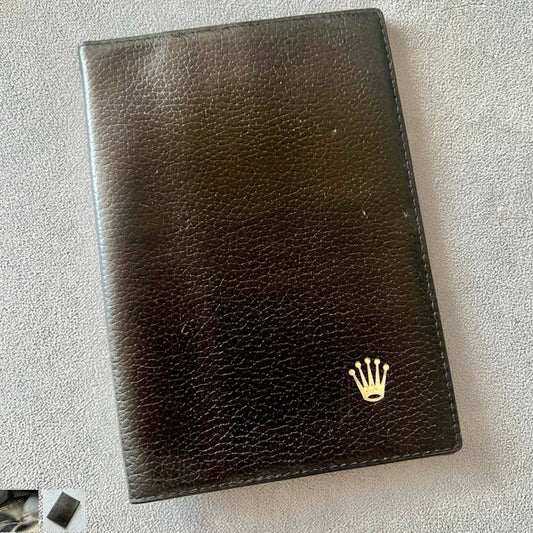 ROLEX Black Leather Card/Passport Holder