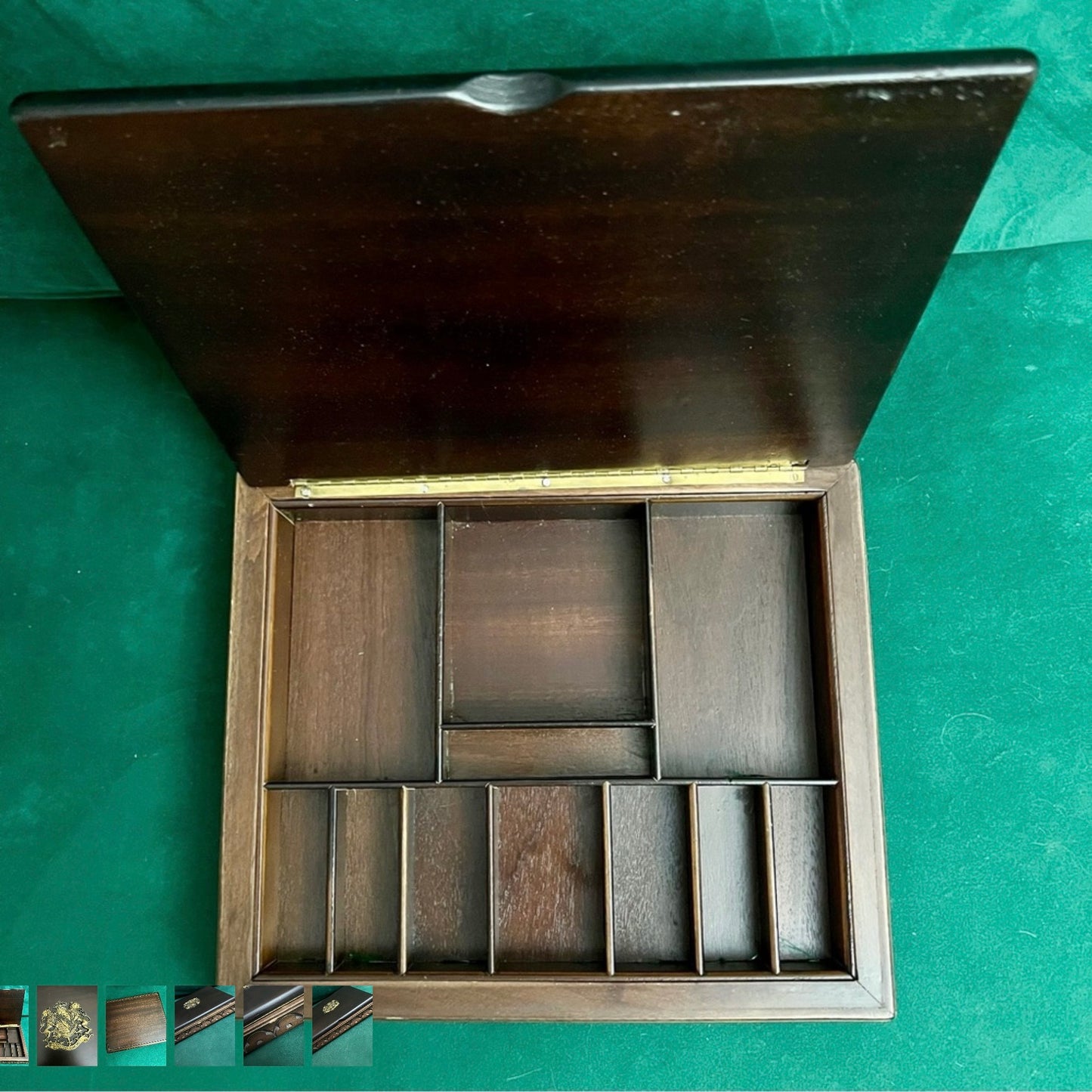 Vintage PROVIDENTIAE MEMOR Brown Wooden Jewerly Box from 1960’s 10.75x9.25x2 inches