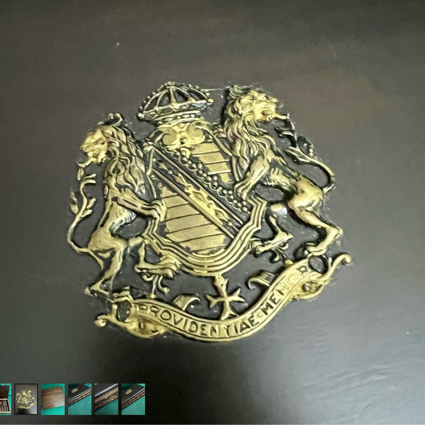 Vintage PROVIDENTIAE MEMOR Brown Wooden Jewerly Box from 1960’s 10.75x9.25x2 inches