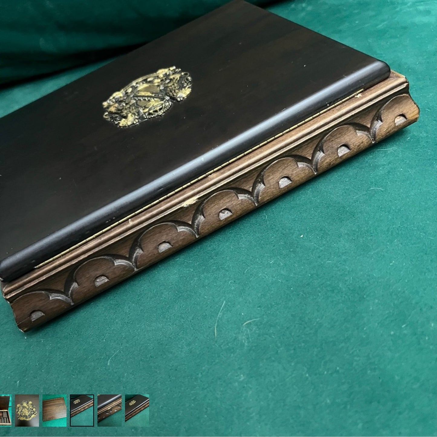 Vintage PROVIDENTIAE MEMOR Brown Wooden Jewerly Box from 1960’s 10.75x9.25x2 inches