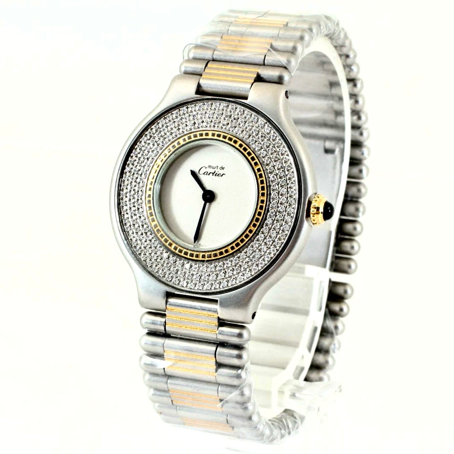CARTIER MUST 21 Quartz 28mm 2 Tone ~1.5 TCW Diamond Watch