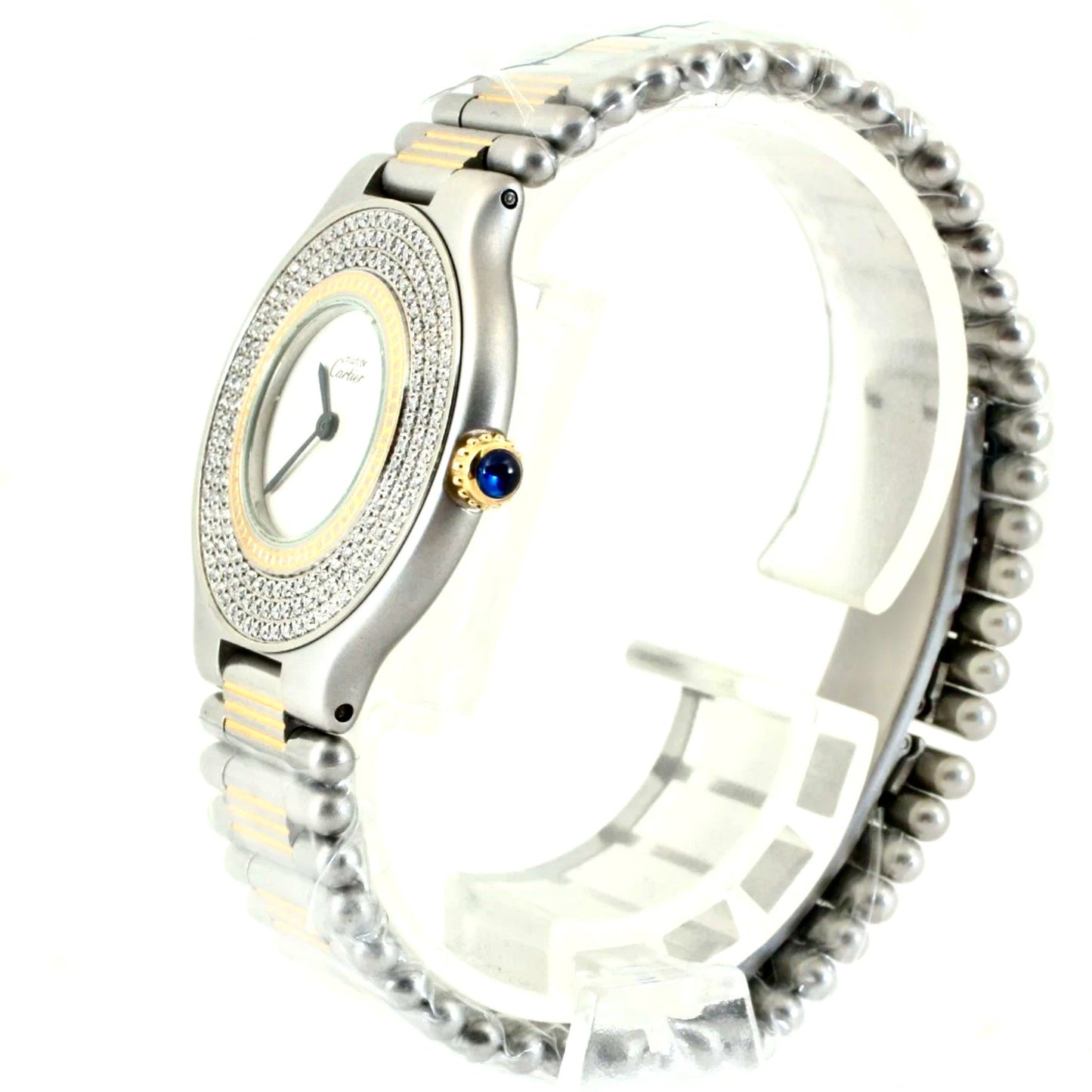 CARTIER MUST 21 Quartz 28mm 2 Tone ~1.5 TCW Diamond Watch