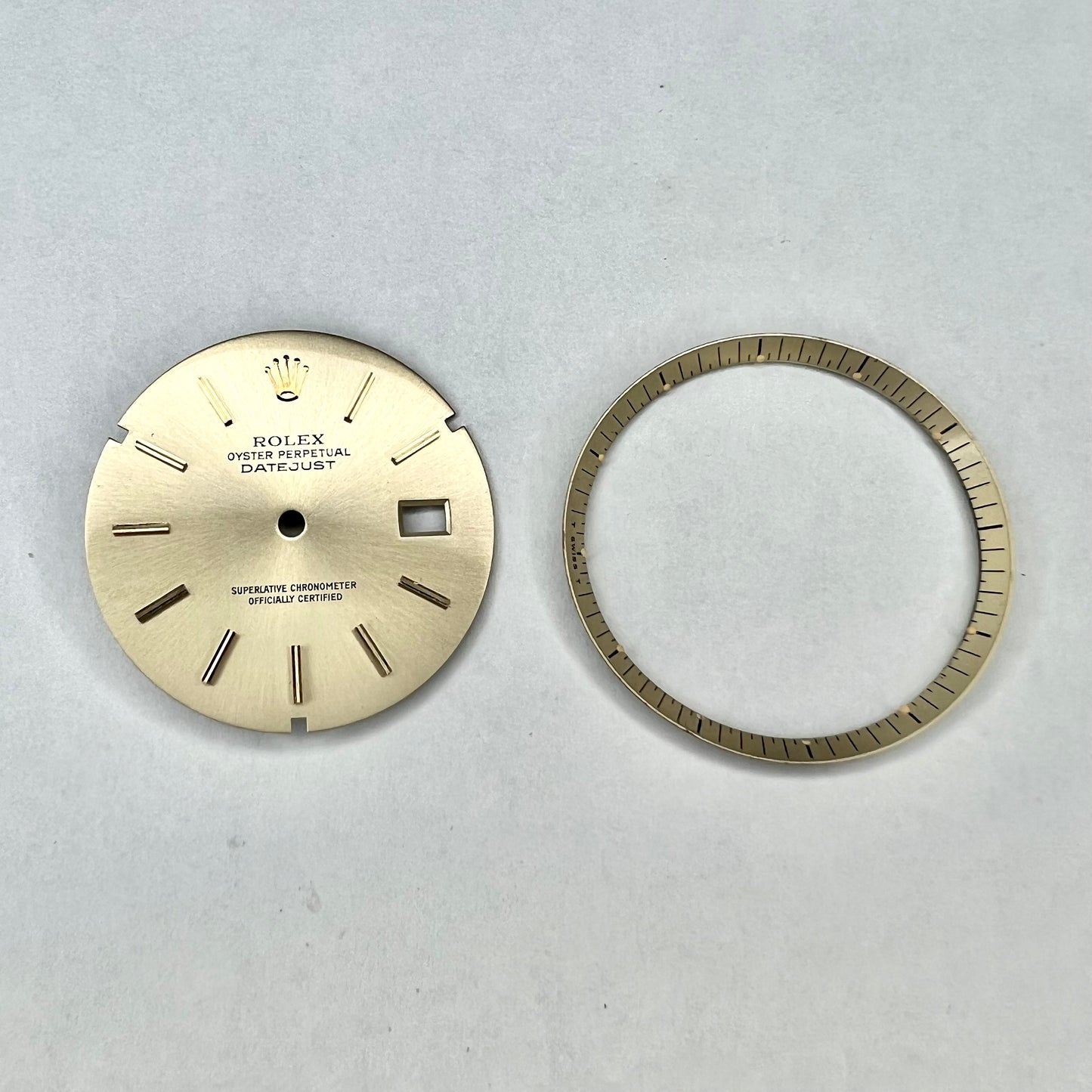 ROLEX 28.3mm Light Gold Color Gold Hour Markers DIAL + Hour Ring