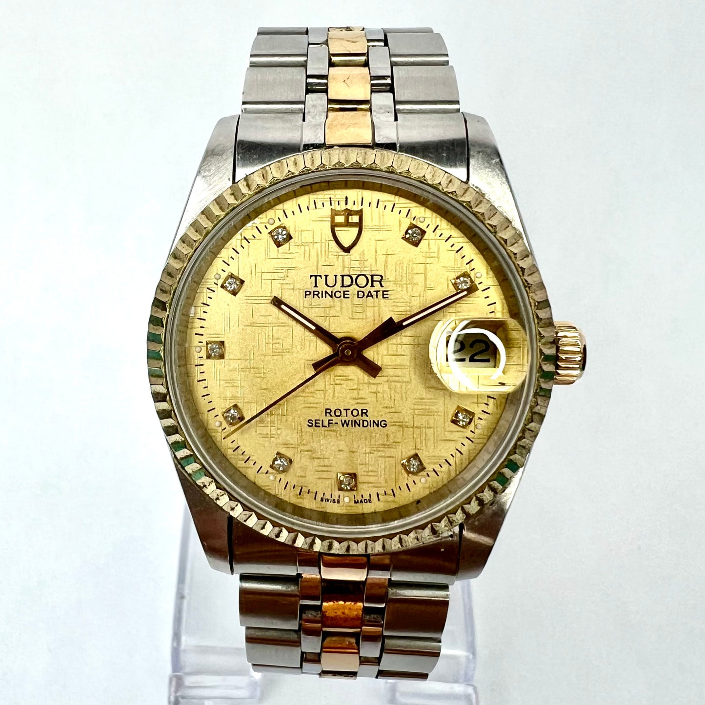 TUDOR PRINCE DATE Automatic 34mm 2 Tone Diamond Dial Watch