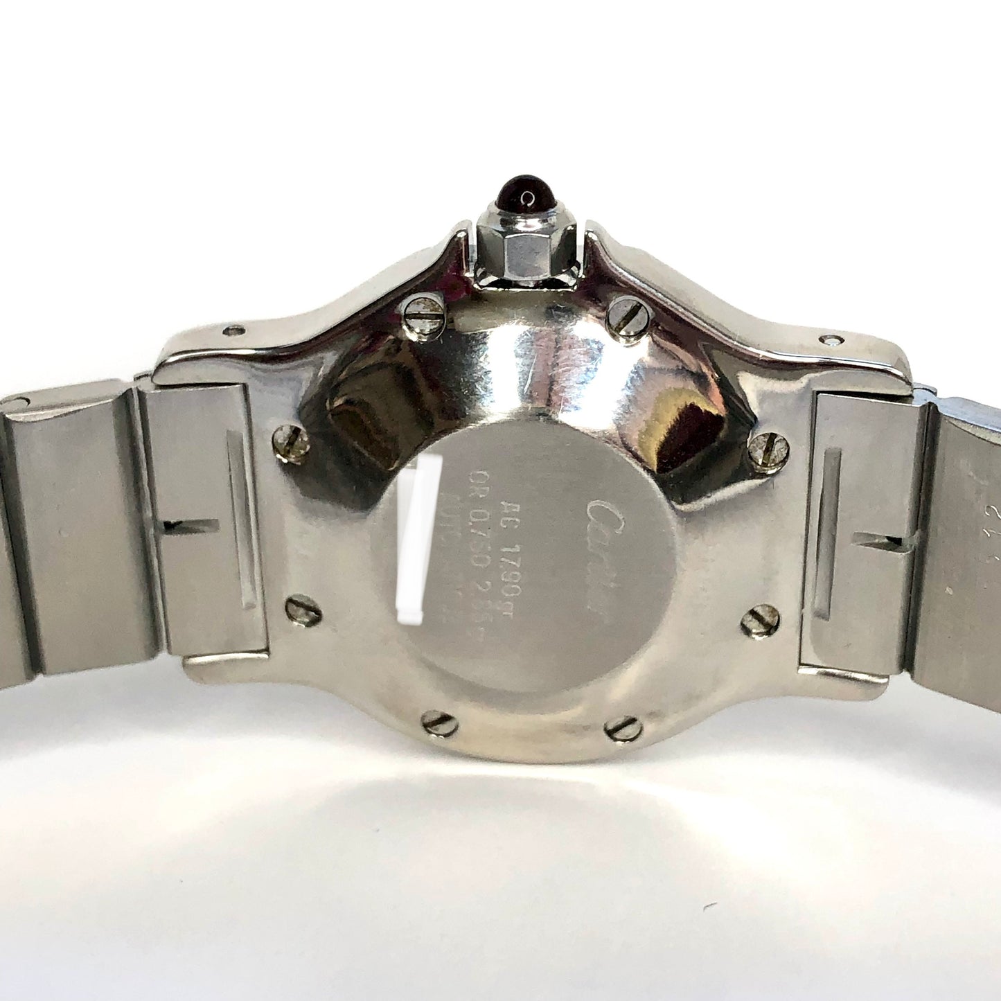 CARTIER SANTOS OCTAGON 31mm Automatic 2 Tone 0.38TCW Diamond Burgundy Dial Watch 