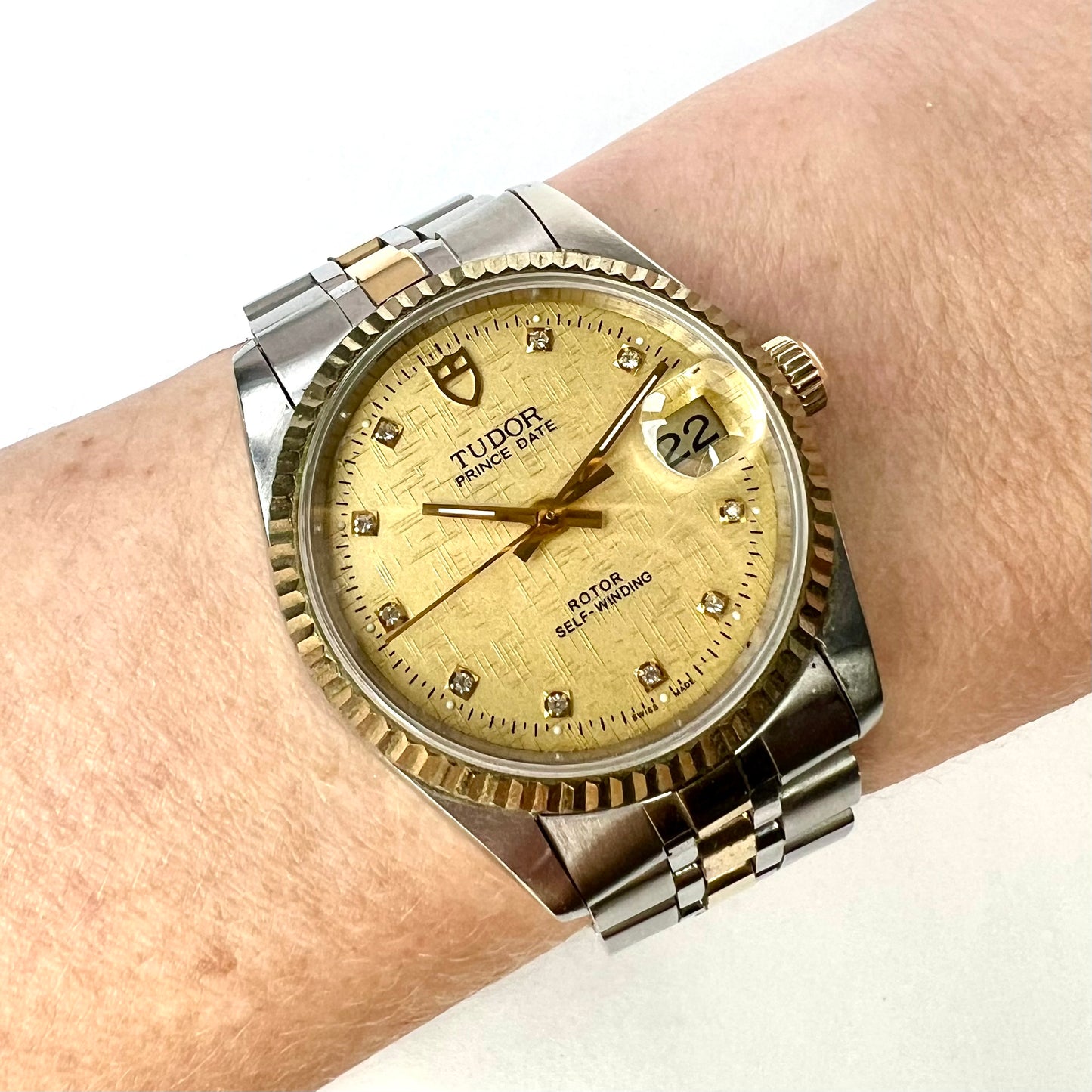 TUDOR PRINCE DATE Automatic 34mm 2 Tone Diamond Dial Watch