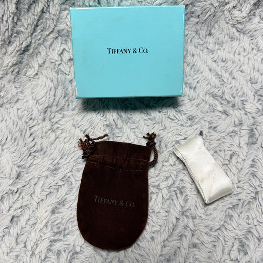 Authentic TIFFANY & CO. Brown Jewerly Pouch 3.60x2.40” + Box 3.75x2.90x1.40” + Original Ribbon