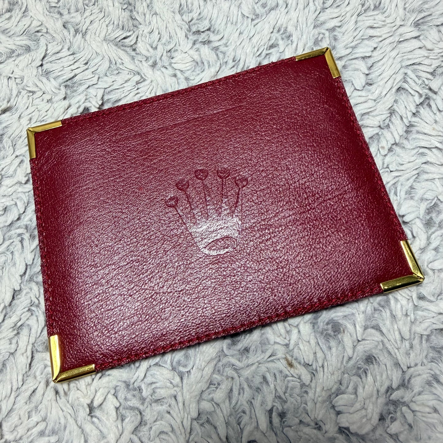 ROLEX Red Genuine Leather Notebook/Card Holder with Pages 5.25x4 inches