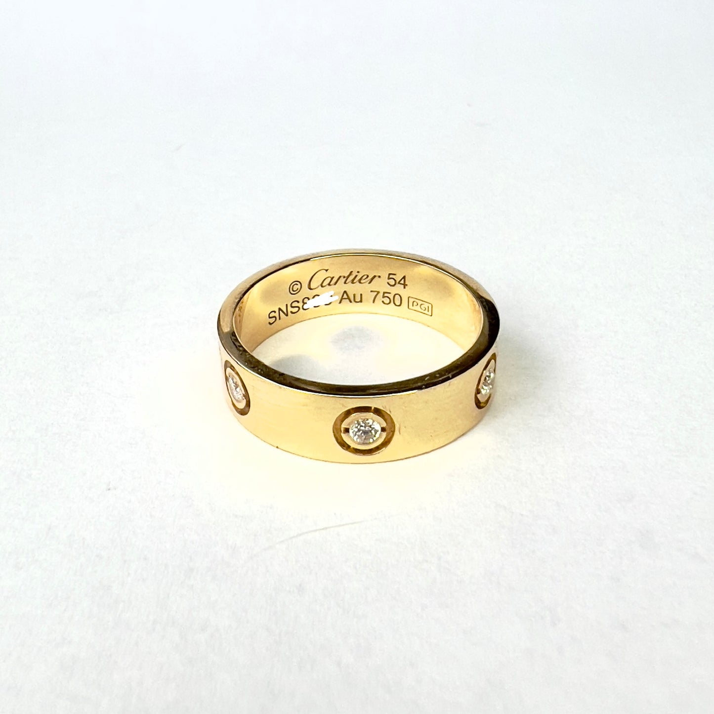 CARTIER LOVE 5.5mm 18K Yellow Gold 0.20TCW VS 6 Custom Diamonds Ring
