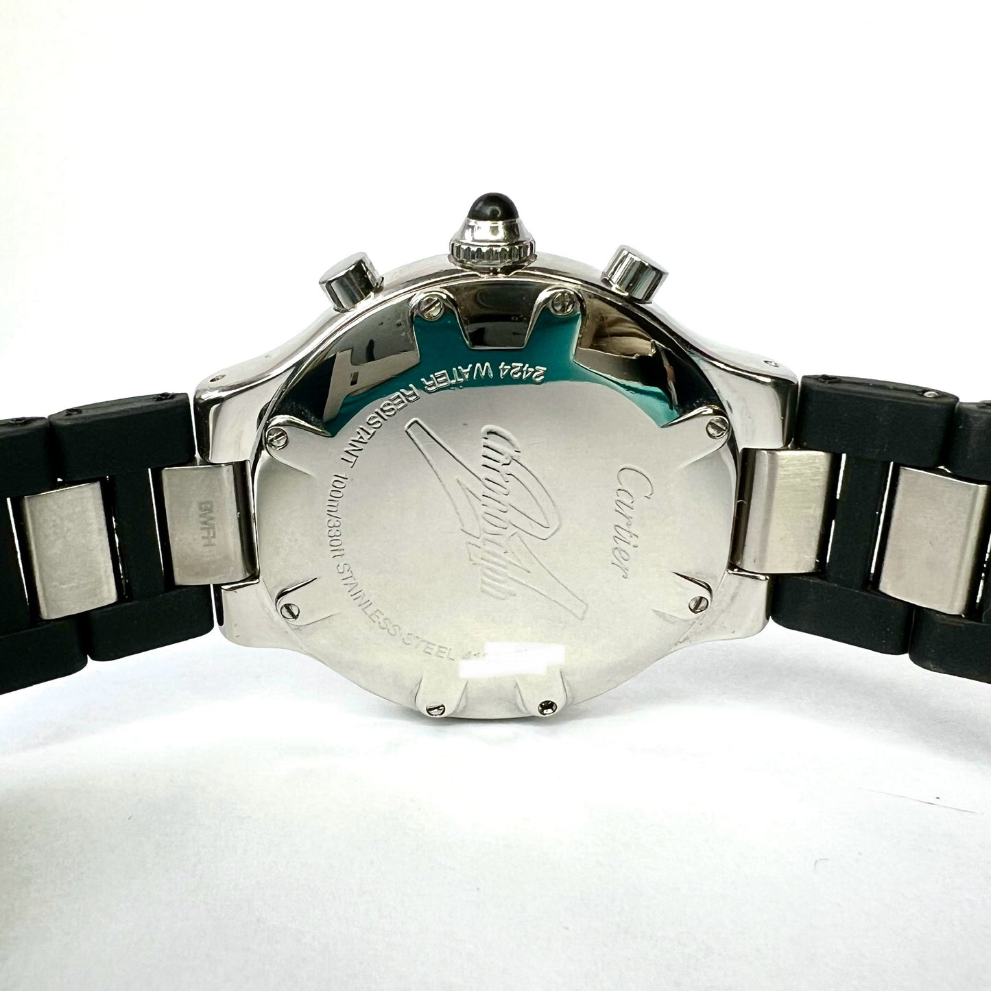 CARTIER CHRONOSCAPH 21 Chronograph Quartz Steel 38mm 1.86TCW DIAMOND Watch