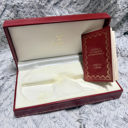 Vintage Must De CARTIER Santos Glasses/Sunglasses Box 6.70x3.50x1.70 inches + Filled Certificate