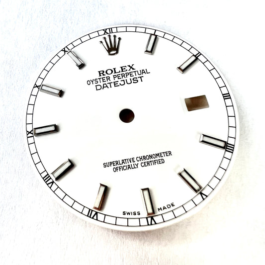 ROLEX 27.7mm White Color Silver Hour Markers DIAL for 36mm ROLEX DATEJUST