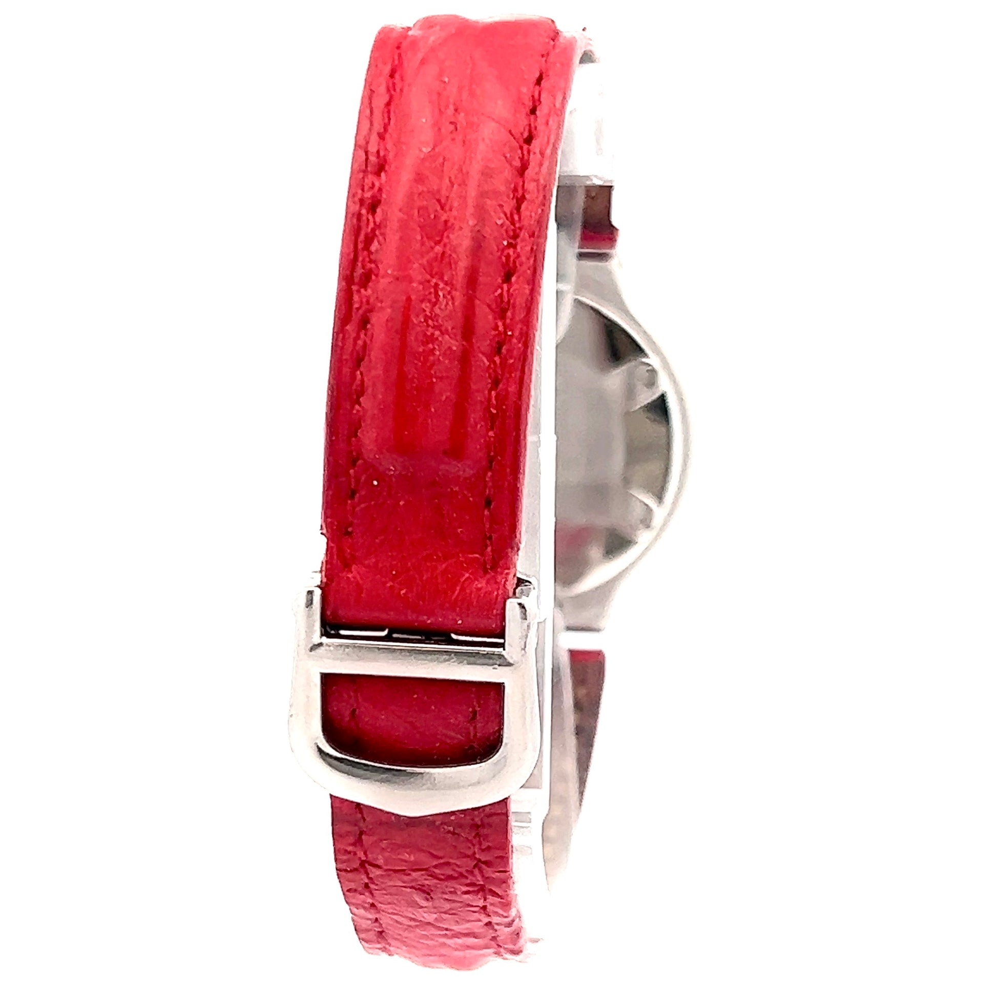 CARTIER MUST 21 Quartz 28mm 2 Tone 0.41TCW Diamond Watch Red Belt 