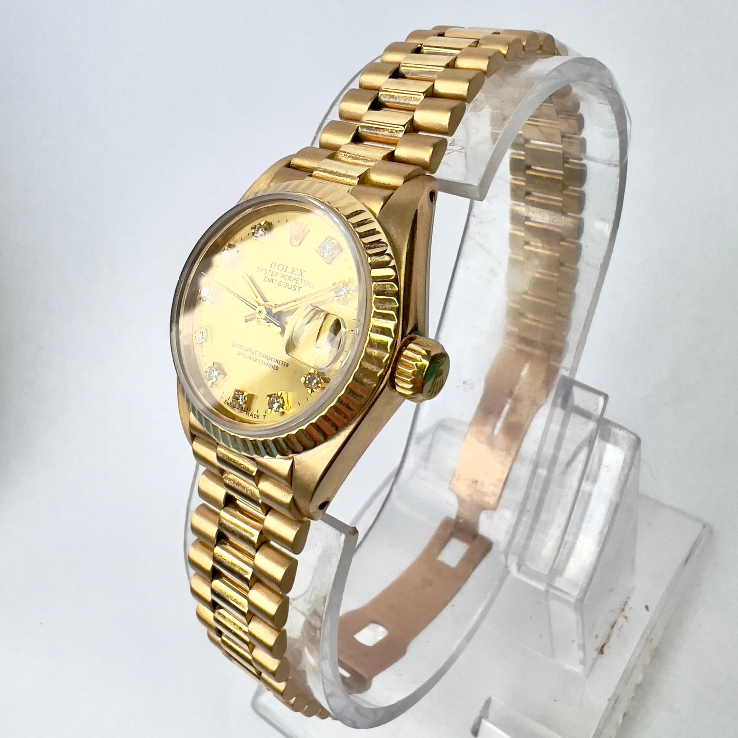 ROLEX OYSTER PERPETUAL DATEJUST Presidential 26mm 18K Yellow Gold FACTORY DIAMOND Watch