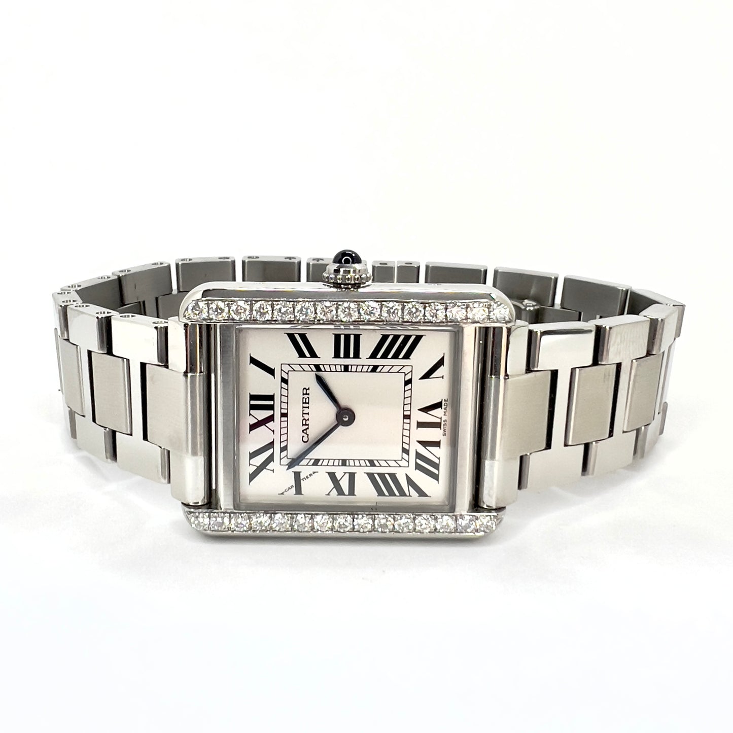 CARTIER TANK SOLO Quartz 24mm Steel 0.63TCW DIAMOND Watch