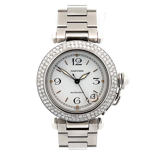 CARTIER PASHA Automatic 35mm Steel 1.81TCW DIAMOND Watch