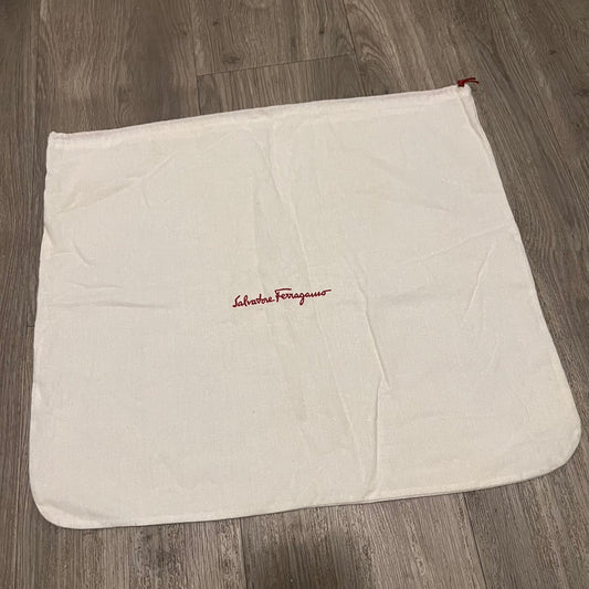 SALVATORE FERRAGAMO White Drawstring Dust Bag Size: 19x16.5 inches