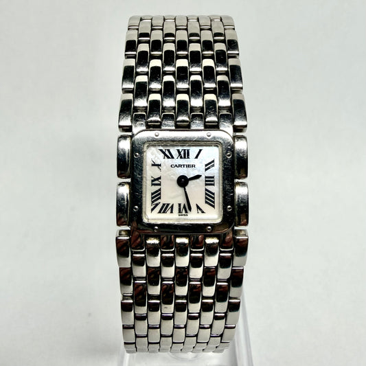 CARTIER Panthere RUBAN Quartz 21.5mm Steel Roman White MOP Dial Watch