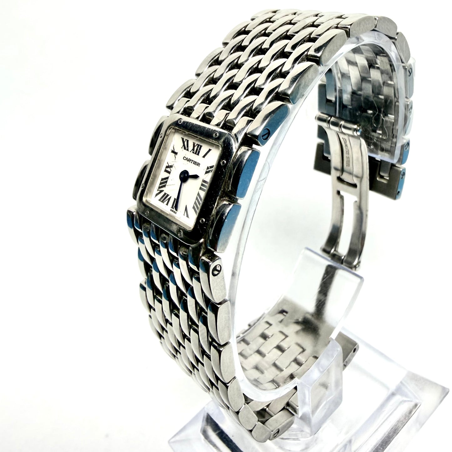 CARTIER Panthere RUBAN Quartz 21.5mm Steel Roman White MOP Dial Watch