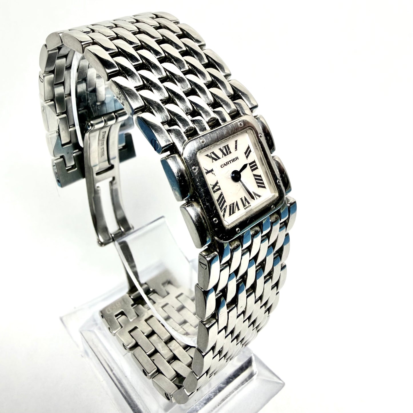 CARTIER Panthere RUBAN Quartz 21.5mm Steel Roman White MOP Dial Watch