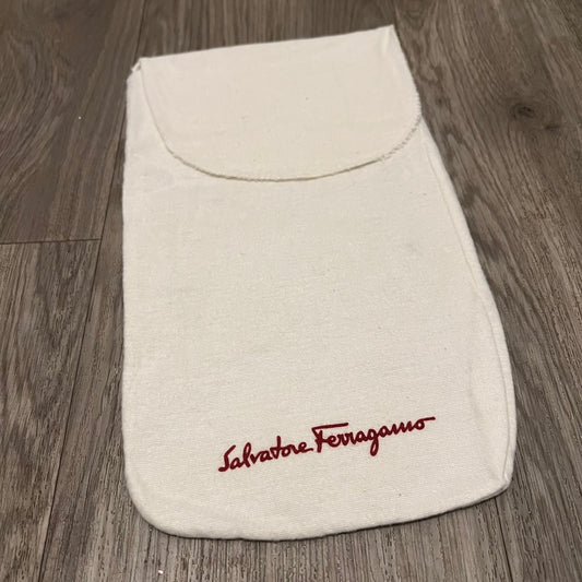 SALVATORE FERRAGAMO White Flannel Flip Dust Bag size: 12.5x7.5 inches