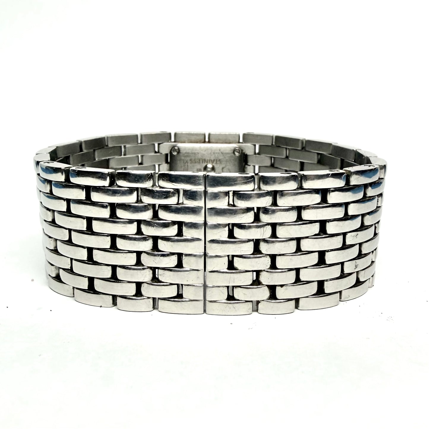 CARTIER Panthere RUBAN Quartz 21.5mm Steel Roman White MOP Dial Watch