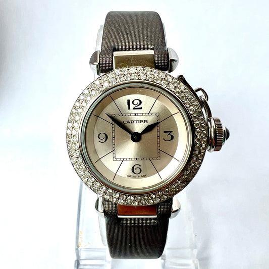 CARTIER PASHA Quartz 26mm Steel 0.89TCW DIAMOND Watch