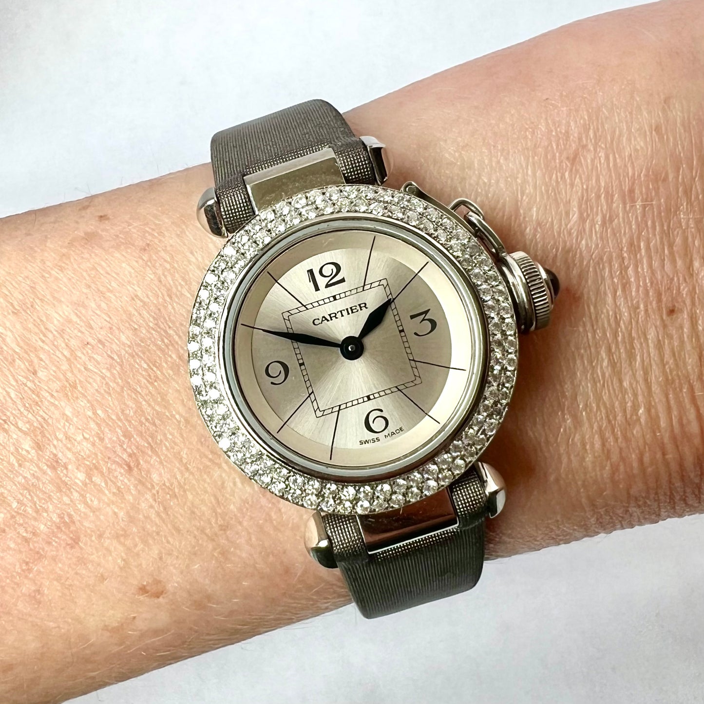 CARTIER PASHA Quartz 26mm Steel 0.89TCW DIAMOND Watch