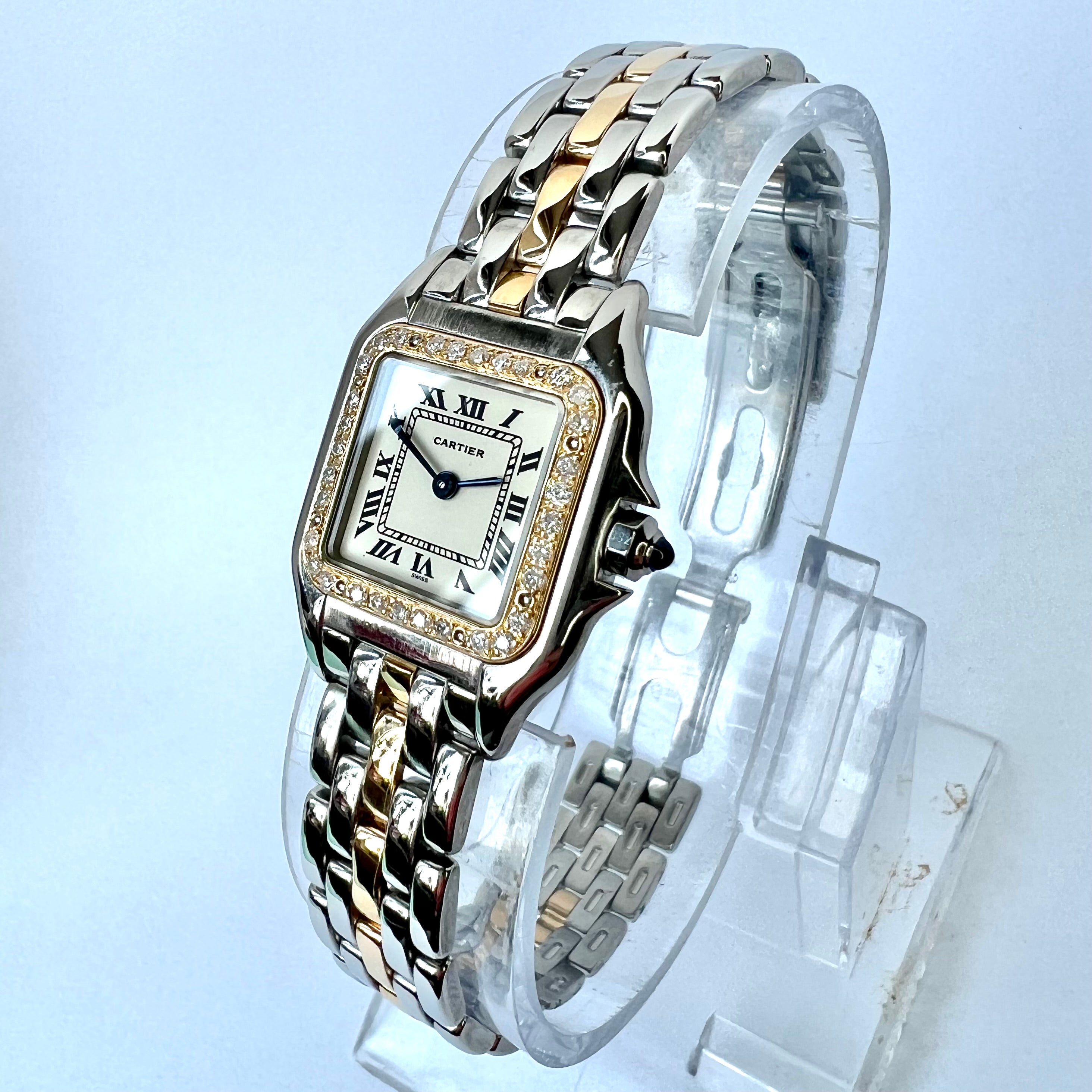 Cartier 22mm 18K Gold Steel 0.24tcw Diamond Ladies Watch NATILUXIA