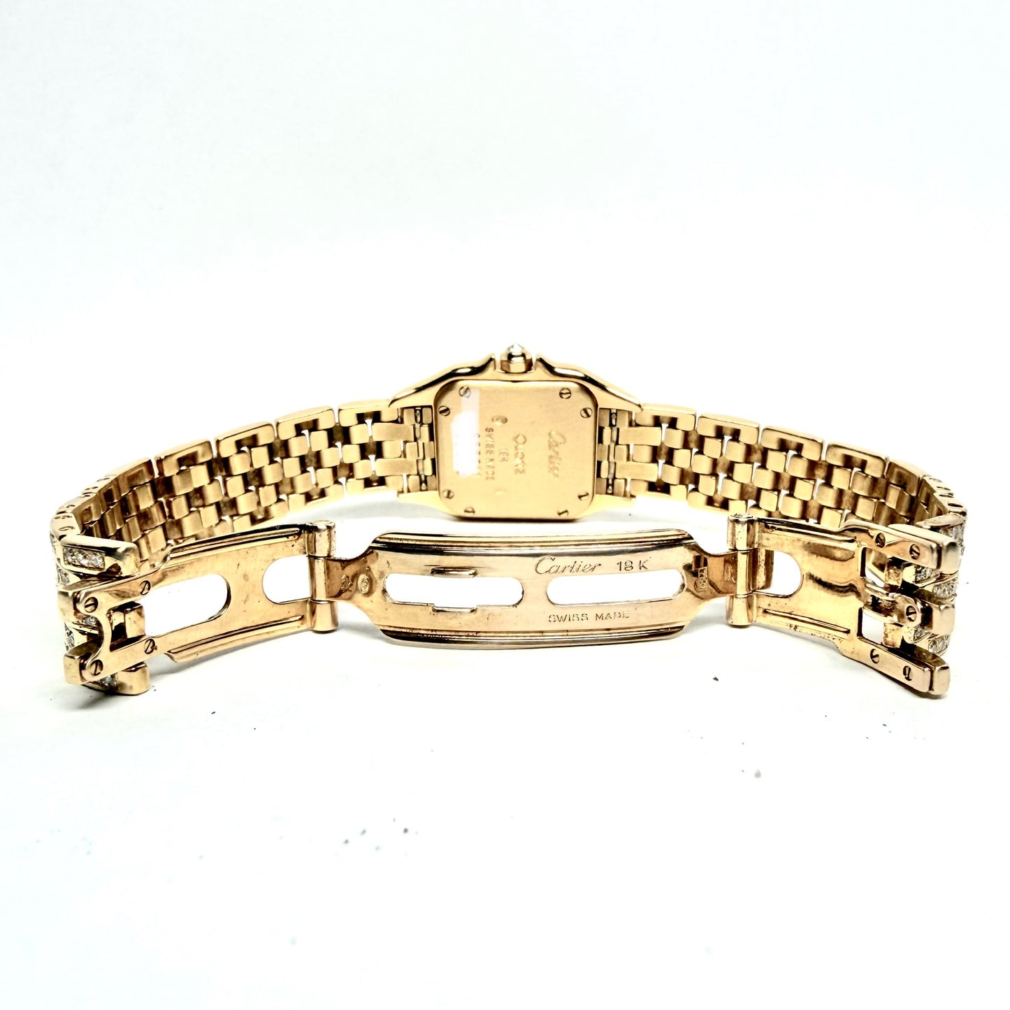 CARTIER PANTHERE Quartz 23mm 18K Yellow Gold 3.2TCW Diamond Watch Cream Dial