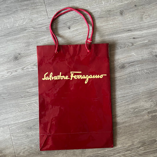 SALVATORE FERRAGAMO Red Shopping Bag 15.75x11x4.80 inches