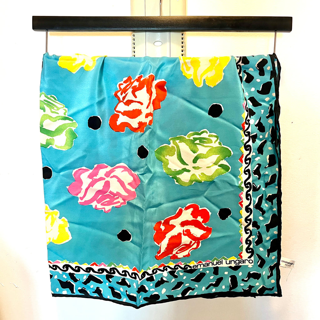 Écharpe EMANUEL UNGARO 100% Soie - Vintage, 29x130 Cm, Couleur Rose, Occasion