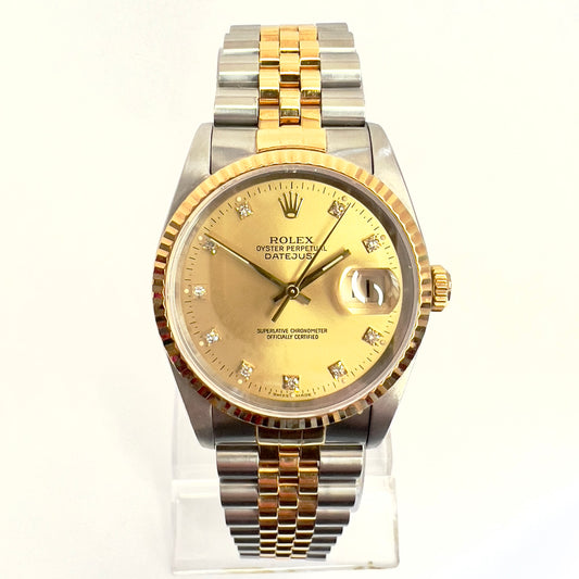 ROLEX DATEJUST Automatic 36mm 2 Tone Diamond Dial Watch Jubilee Bracelet