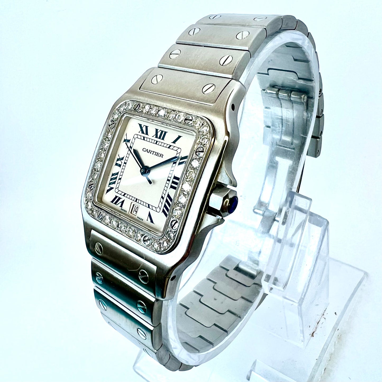 CARTIER SANTOS GALBEE 29mm Quartz Steel 0.85TCW Diamond Watch NEW Model