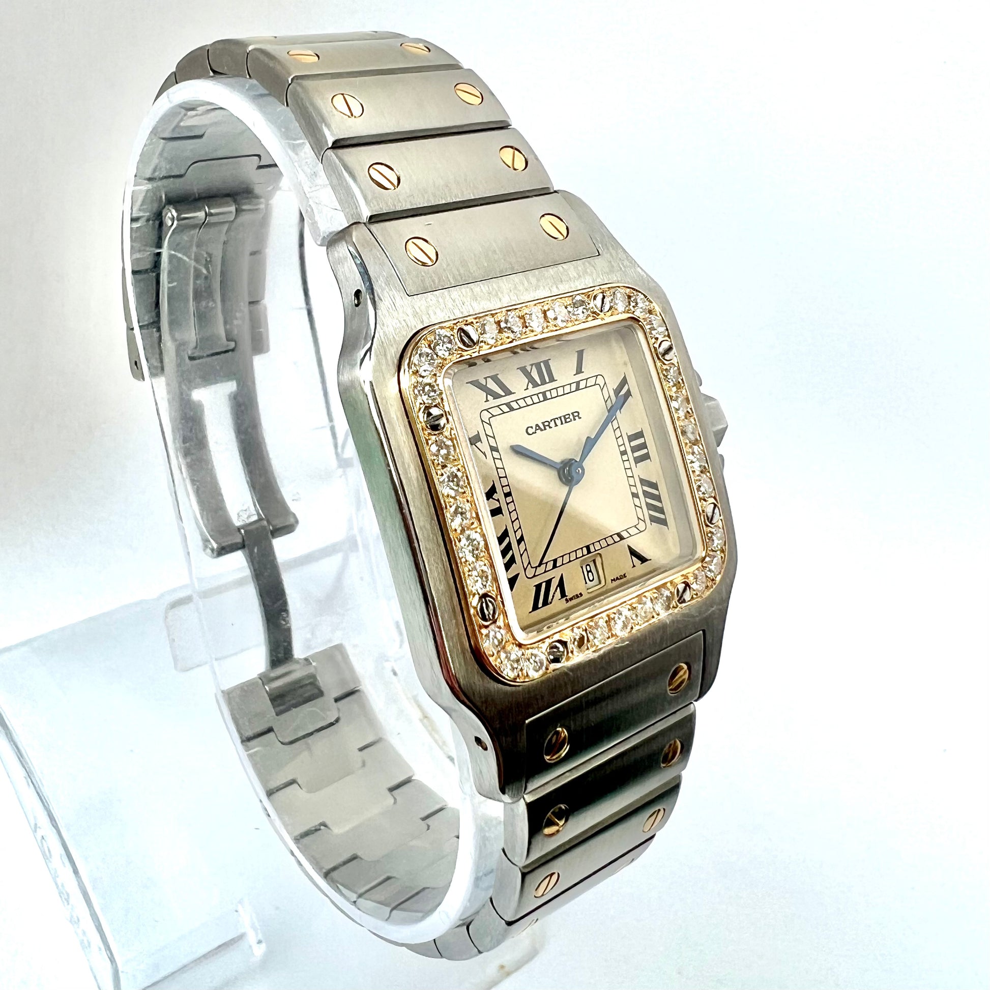 CARTIER SANTOS GALBEE 29mm Quartz 2 Tone 0.94TCW Diamond Watch NEW Model