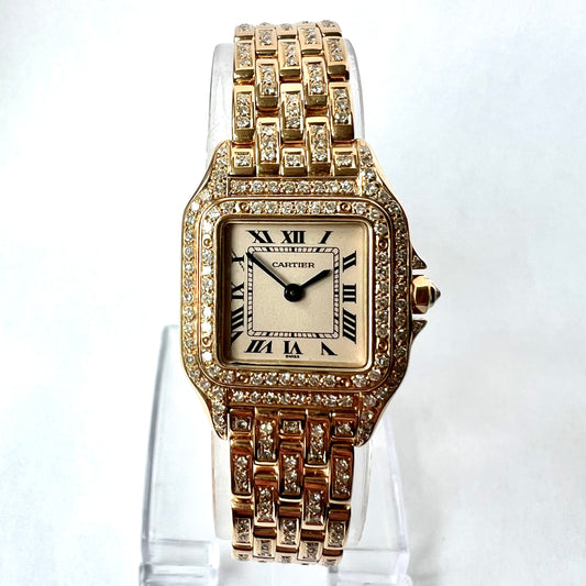 CARTIER PANTHERE Quartz 23mm 18K Yellow Gold 3.2TCW Diamond Watch