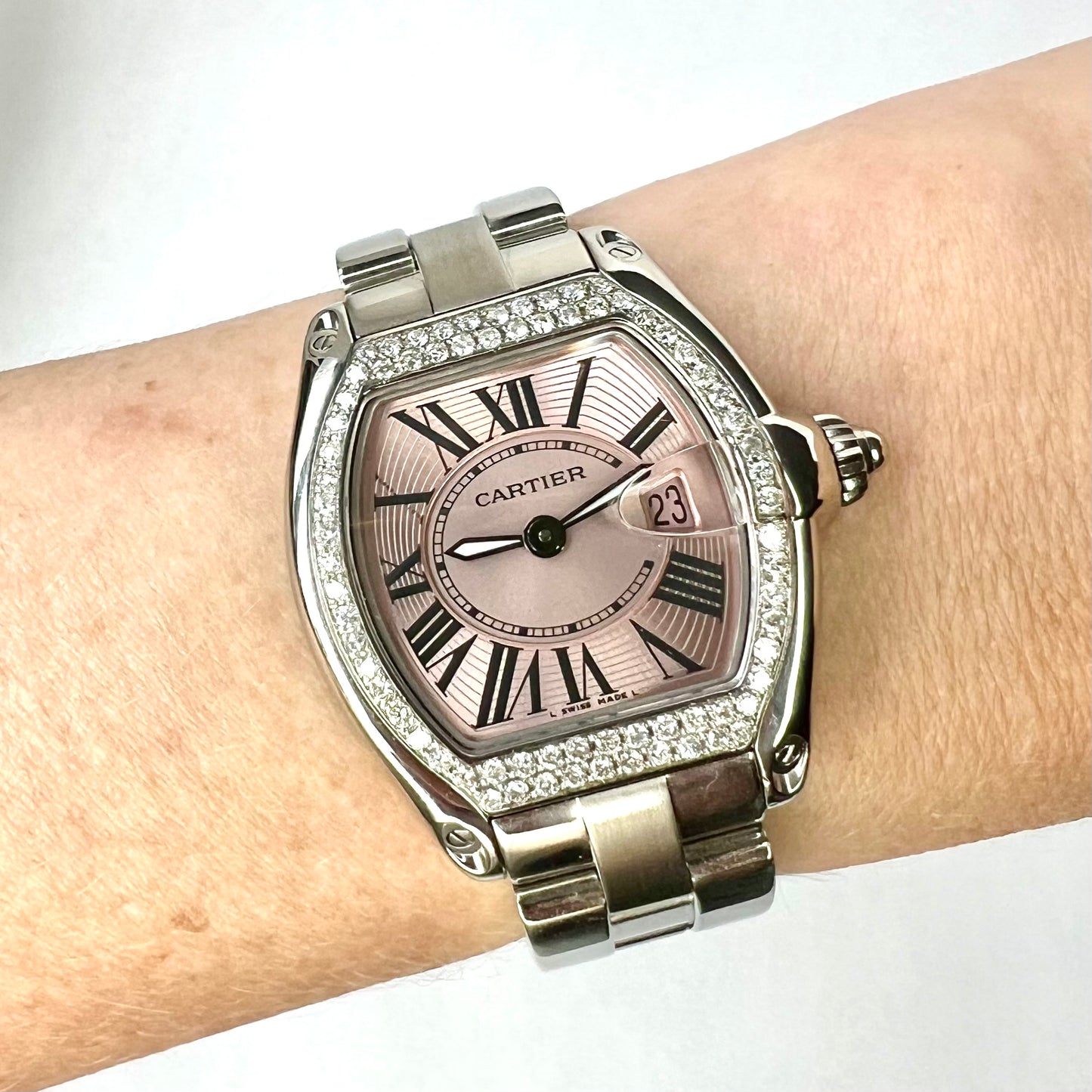 CARTIER ROADSTER Quartz 31mm Steel 0.75TCW DIAMOND Watch