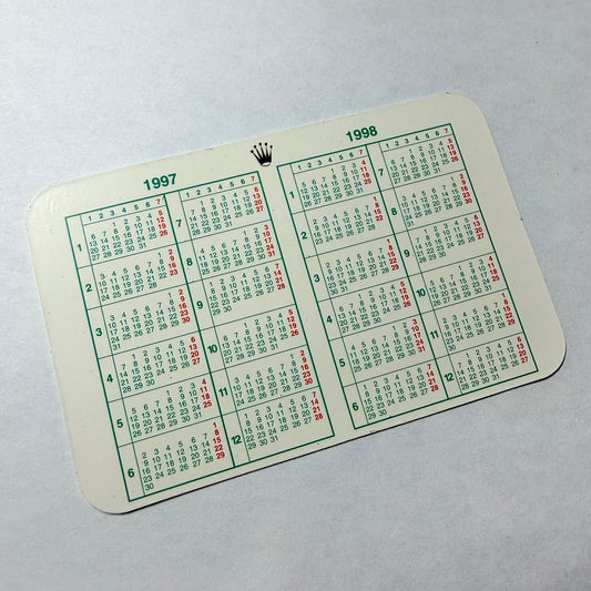 ROLEX Calendar Card 1997-1998